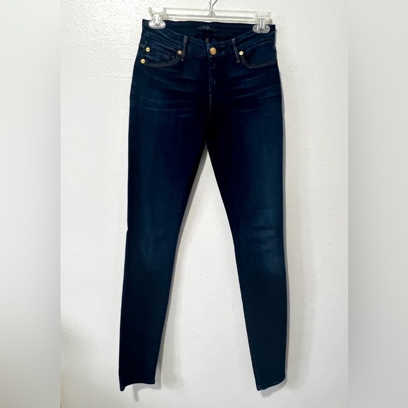 7 For All Mankind Classic Indigo Dark Wash Skinny Jean - Size 25 - Picture 6 of 11